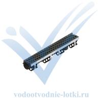 Лоток водоотводный PolyMax Drive ЛВ-10.16.06-ПП пластиковый с решеткой чугунной "шина"