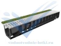 Комплект Sport: лоток водоотводный ЛВ-10.14,5.13,5 пластиковый с решеткой РВ-10.14,2.100 стальной оцинкованной, кл.А15