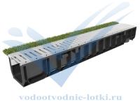 Комплект Sport: лоток водоотводный ЛВ-10.14,5.12 пластиковый с решеткой РВ-10.14,2.100 стальной оцинкованной, кл.А15