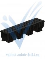 Лоток водоотводный пластиковый PolyMax Drive DN150 высотой 200 мм с решеткой щелевой чугунной
